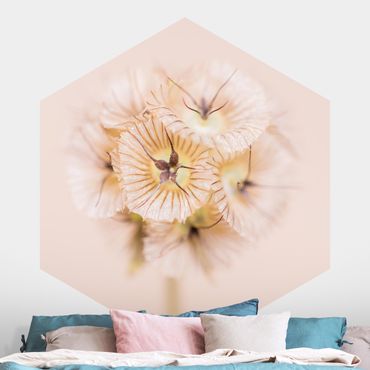 Self-adhesive hexagonal pattern wallpaper - Pastel Bouquet of Flowers II