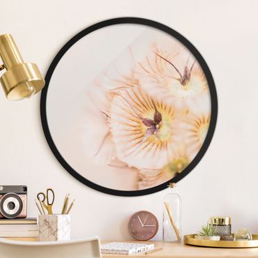 Circular framed print - Pastel Bouquet of Flowers