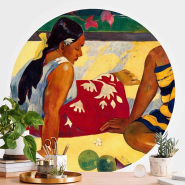 Self-adhesive round wallpaper - Paul Gauguin - Parau Api (Two Women Of Tahiti)