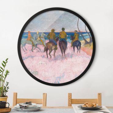 Circular framed print - Paul Gauguin - Riders On The Beach