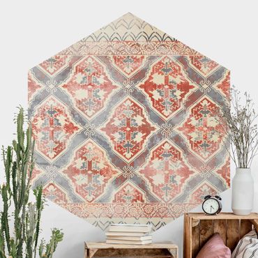 Self-adhesive hexagonal pattern wallpaper - Persian Vintage Pattern In Indigo II