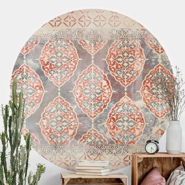 Self-adhesive round wallpaper - Persian Vintage Pattern In Indigo III