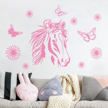 Wall sticker - Horse with flowers