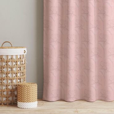 Curtain - Peony Pattern - Pale Pink