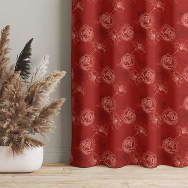 Curtain - Peonies And Poppies - Red