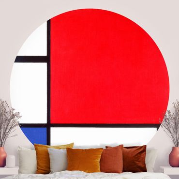 Self-adhesive round wallpaper - Piet Mondrian - Composition With Red Blue Yellow