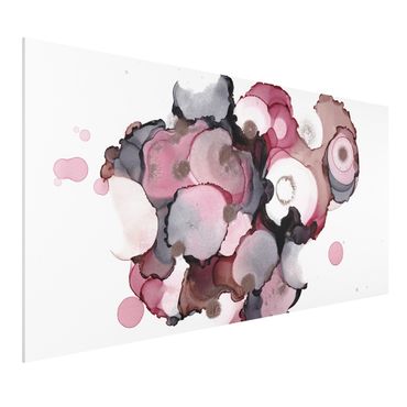 Print on forex - Pink Beige Drops With Pink Gold - Landscape format 2:1