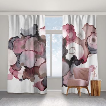 Curtain - Pink Beige Drops With Pink Gold