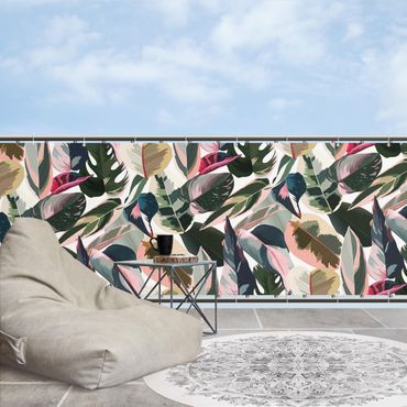 Balcony privacy screen - Pink Tropical Pattern