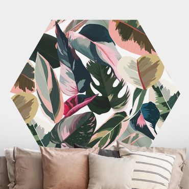 Self-adhesive hexagonal pattern wallpaper - Pink Tropical Pattern XXL
