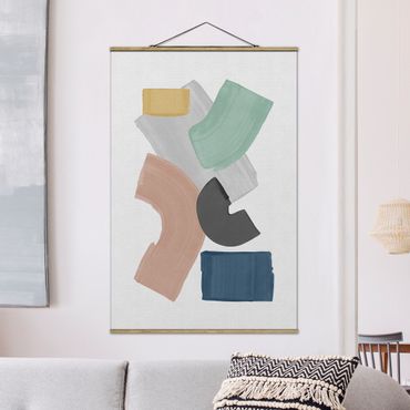 Fabric print with poster hangers - Broad Strokes In Pastel - Portrait format 2:3