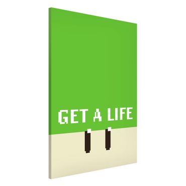 Magnetic memo board - Pixel Text Get A Life In Green - Portrait format 2:3