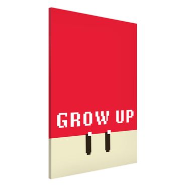Magnetic memo board - Pixel Text Grow Up In Red - Portrait format 2:3