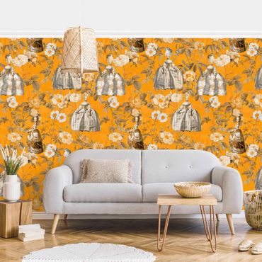 Wallpaper - Opulent Dress In The Garden On Orange
