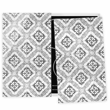 Stove top covers - Portuguese Vintage Ceramic Tiles - Silves Black And White