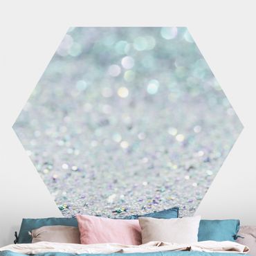 Self-adhesive hexagonal wall mural - Princess Glitter Landscape In Mint Colour