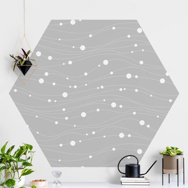 Self-adhesive hexagonal pattern wallpaper - Dots On Wave Pattern In Front Of Gray