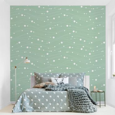 Wallpaper - Dots On Wave Pattern In Front Of Mint