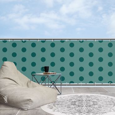 Balcony privacy screen - Dots in Pine Green