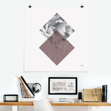 Poster art print - Squares with Flower