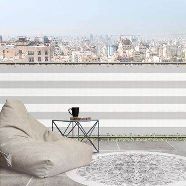 Balcony privacy screen - Horizontal Stripes in Light Grey