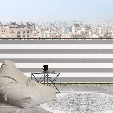 Balcony privacy screen - Horizontal Stripes in Medium Grey