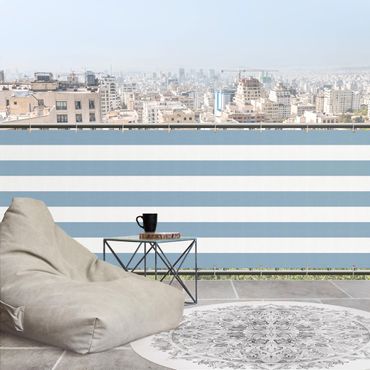 Balcony privacy screen - Horizontal Stripes in Pastel Blue