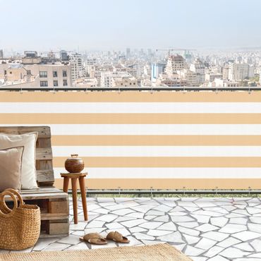 Balcony privacy screen - Horizontal Stripes in Pastel Orange