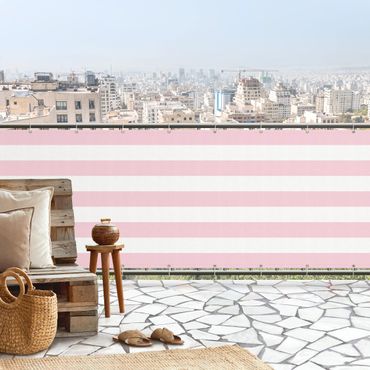 Balcony privacy screen - Horizontal Stripes in Rosé