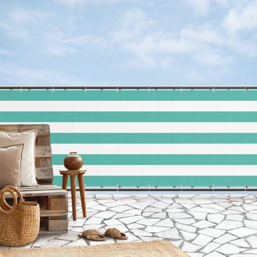 Balcony privacy screen - Horizontal Stripes in Turquoise