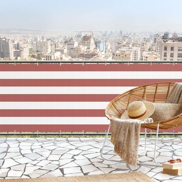 Balcony privacy screen - Horizontal Stripes in Vintage Red