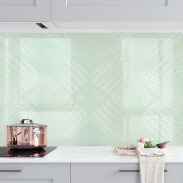 Kitchen wall cladding - Rhombic Pattern With Stripes In Mint Colour II
