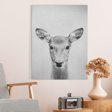 Canvas print - Roe Deer Rita Black And White - Portrait format 3:4