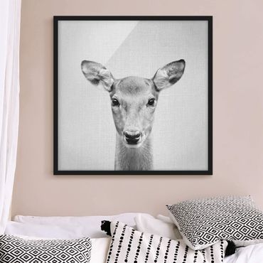 Framed poster - Roe Deer Rita Black And White