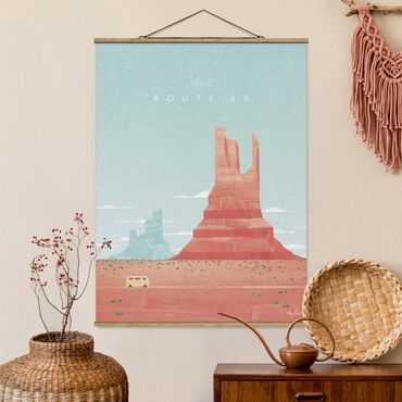 Fabric print with poster hangers - Tourism Campaign - Route 66 - Portrait format 3:4