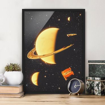 Framed poster - Retro Collage - The Rings Of Saturn
