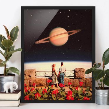 Framed poster - Retro Collage - Love In Space