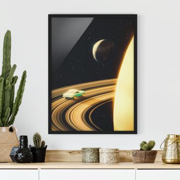 Framed poster - Retro Collage - Saturn Highway