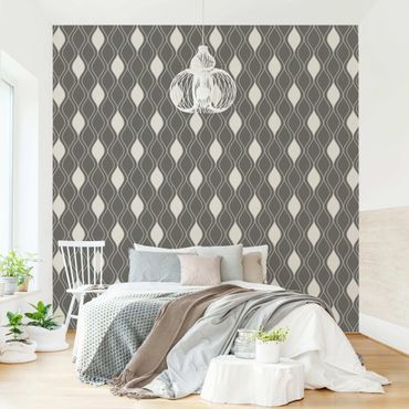Wallpaper - Retro Pattern With Sparkling Drops In Anthracite