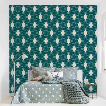 Wallpaper - Retro Pattern With Sparkling Drops In Emerald
