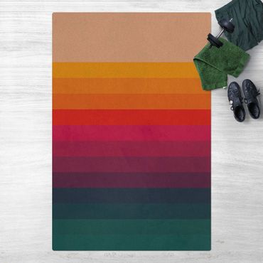 Cork mat - Retro Rainbow Stripes  - Portrait format 2:3