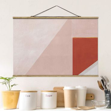 Fabric print with poster hangers - Pink Geometry - Landscape format 3:2