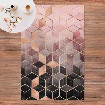 Cork mat - Pink Gray Golden Geometry - Portrait format 2:3
