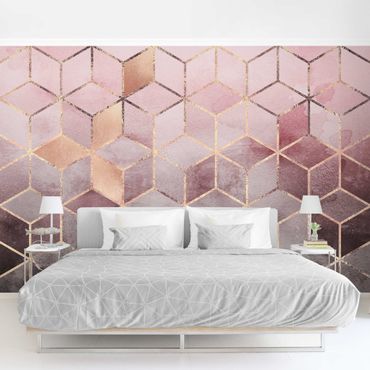 Wallpaper - Pink Grey Golden Geometry