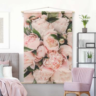 Tapestry - Pink Peonies With Leaves