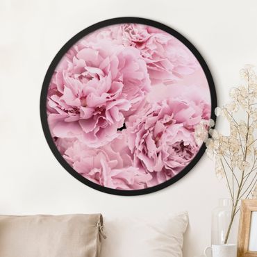 Circular framed print - Pink Peonies