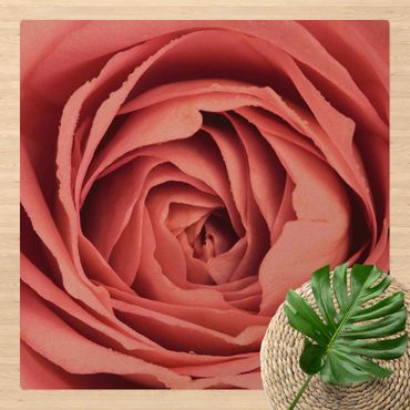 Cork mat - Pink Rose Blossom - Square 1:1