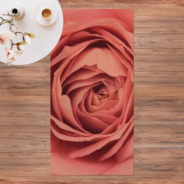 Cork mat - Pink Rose Blossom - Portrait format 1:2