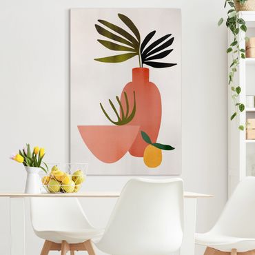 Print on canvas - Pink Vase In Lemon