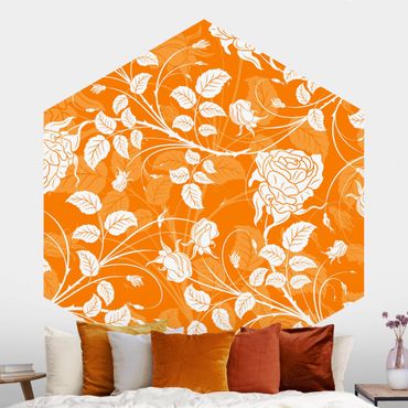 Self-adhesive hexagonal pattern wallpaper - Rose Melody